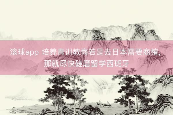 滚球app 培养青训教悔若是去日本需要商榷, 那就尽快磋磨留学西班牙