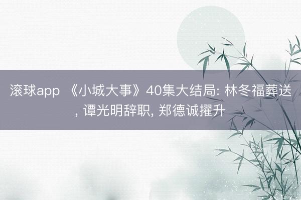 滚球app 《小城大事》40集大结局: 林冬福葬送, 谭光明辞职, 郑德诚擢升