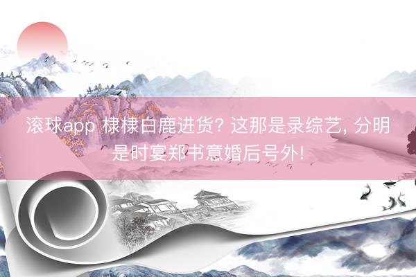 滚球app 棣棣白鹿进货? 这那是录综艺, 分明是时宴郑书意婚后号外!