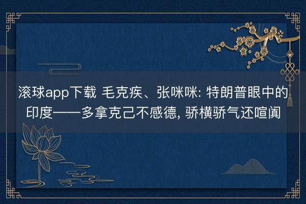 滚球app下载 毛克疾、张咪咪: 特朗普眼中的印度——多拿克己不感德, 骄横骄气还喧阗