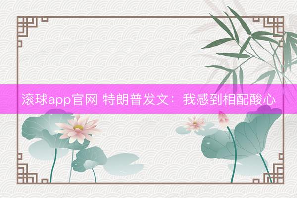 滚球app官网 特朗普发文：我感到相配酸心