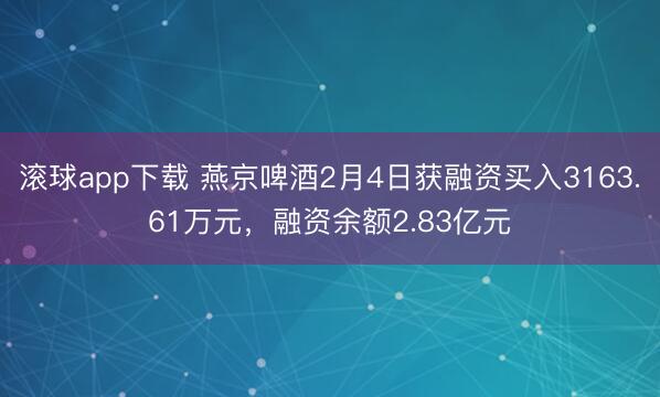 滚球app下载 燕京啤酒2月4日获融资买入3163.61万元，融资余额2.83亿元