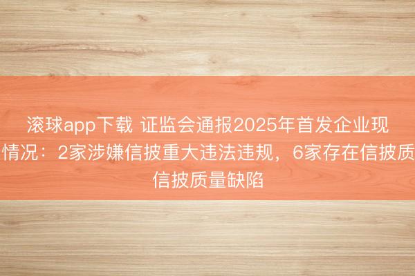 滚球app下载 证监会通报2025年首发企业现场检查情况：2家涉嫌信披重大违法违规，6家存在信披质量缺陷