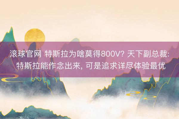 滚球官网 特斯拉为啥莫得800V? 天下副总裁: 特斯拉能作念出来, 可是追求详尽体验最优