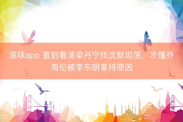 滚球app 直到看清梁丹宁找沈默坦荡,才懂乔海伦被李东明拿持原因