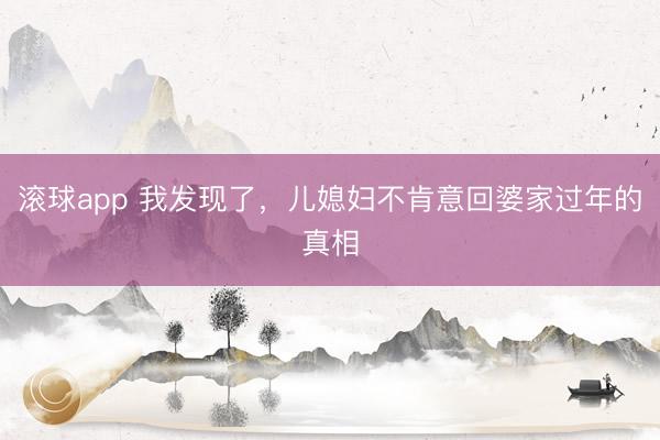 滚球app 我发现了，儿媳妇不肯意回婆家过年的真相