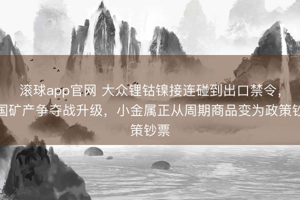 滚球app官网 大众锂钴镍接连碰到出口禁令,大国矿产争夺战升级,小金属正从周期商品变为政策钞票