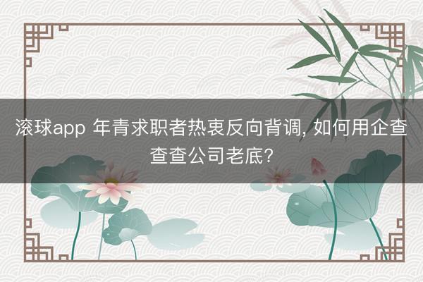 滚球app 年青求职者热衷反向背调， 如何用企查查查公司老底?