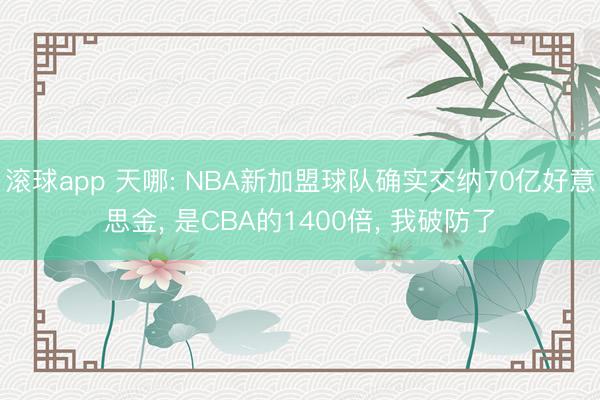 滚球app 天哪: NBA新加盟球队确实交纳70亿好意思金, 是CBA的1400倍, 我破防了