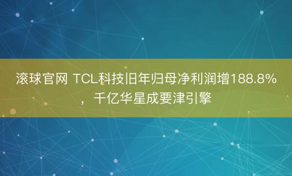 滚球官网 TCL科技旧年归母净利润增188.8%,千亿华星成要津引擎