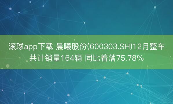滚球app下载 晨曦股份(600303.SH)12月整车共计销量164辆 同比着落75.78%