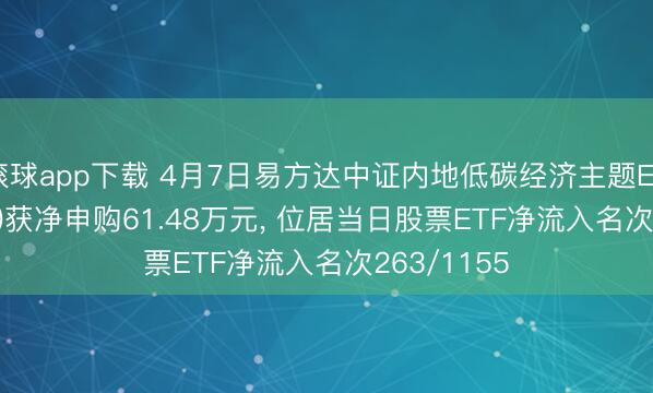 滚球app下载 4月7日易方达中证内地低碳经济主题ETF(516070)获净申购61.48万元， 位居当日股票ETF净流入名次263/1155