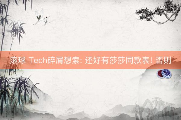滚球 Tech碎屑想索: 还好有莎莎同款表! 否则