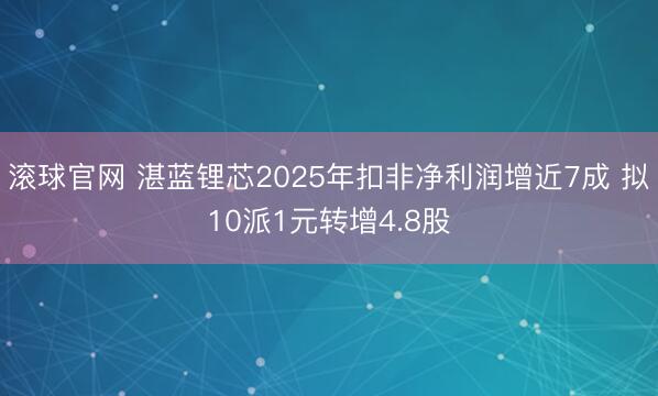滚球官网 湛蓝锂芯2025年扣非净利润增近7成 拟10派1元转增4.8股