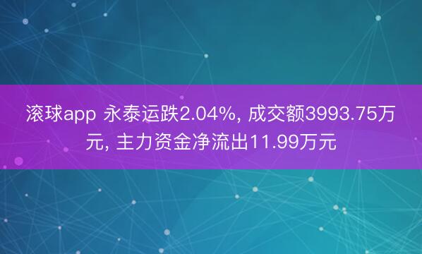 滚球app 永泰运跌2.04%， 成交额3993.75万元， 主力资金净流出11.99万元