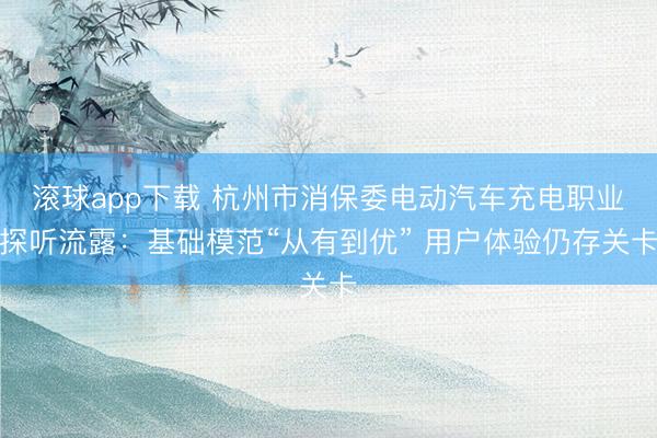 滚球app下载 杭州市消保委电动汽车充电职业探听流露:基础模范“从有到优” 用户体验仍存关卡