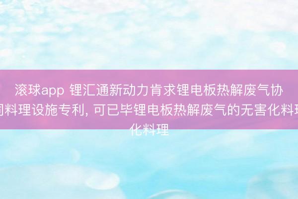 滚球app 锂汇通新动力肯求锂电板热解废气协同料理设施专利， 可已毕锂电板热解废气的无害化料理