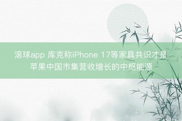 滚球app 库克称iPhone 17等家具共识才是苹果中国市集营收增长的中枢能源