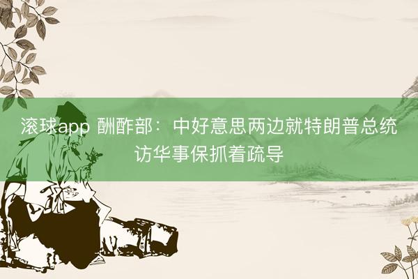 滚球app 酬酢部：中好意思两边就特朗普总统访华事保抓着疏导