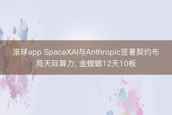 滚球app SpaceXAI与Anthropic签署契约布局天际算力， 金螳螂12天10板