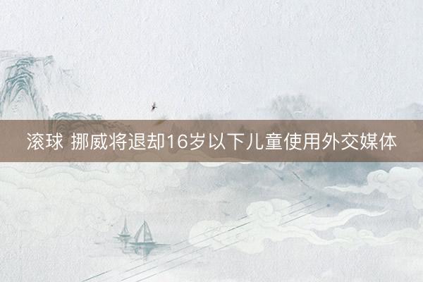 滚球 挪威将退却16岁以下儿童使用外交媒体